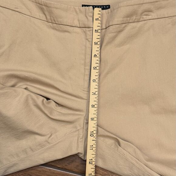 Apostrophe Pants Women’s Khaki Wide Leg Lightweight Capris Stretch Sz 12 - Picture 4 of 7